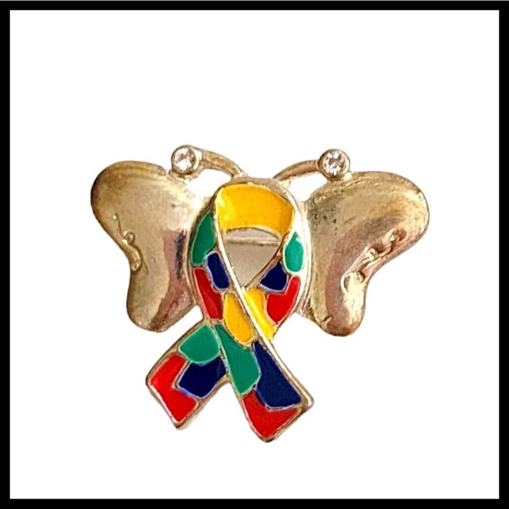 Butterfly Autism Ribbon Pin Brooch
